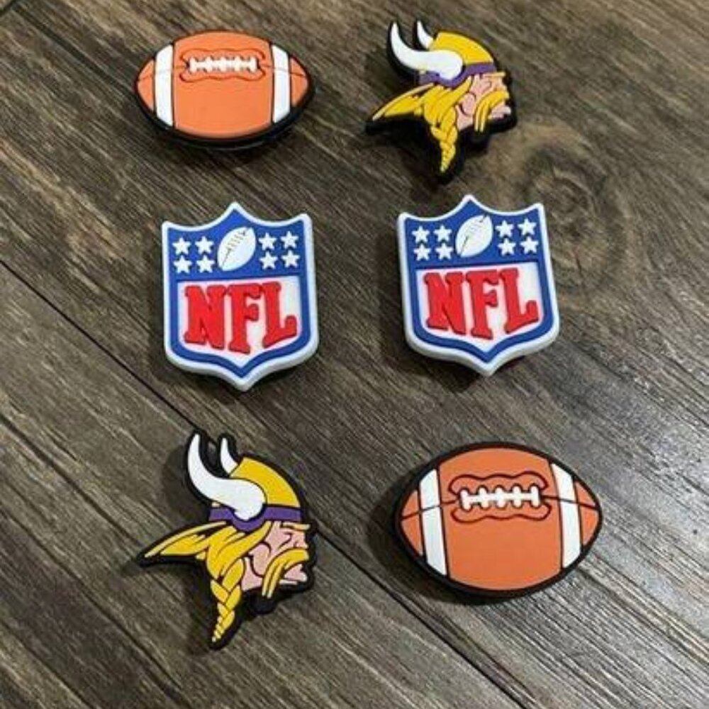 MINNESOTA VIKINGS SET OF 6 SHOE CHARMS FOR CROCS